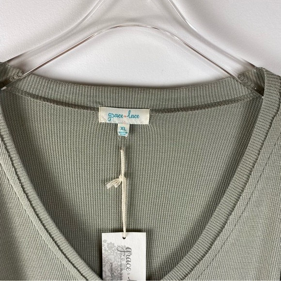 ✨🆕NWT GRACE & LACE Bellissimo Draped Waffle knit long sleeve top Womens size XL - Picture 5 of 12